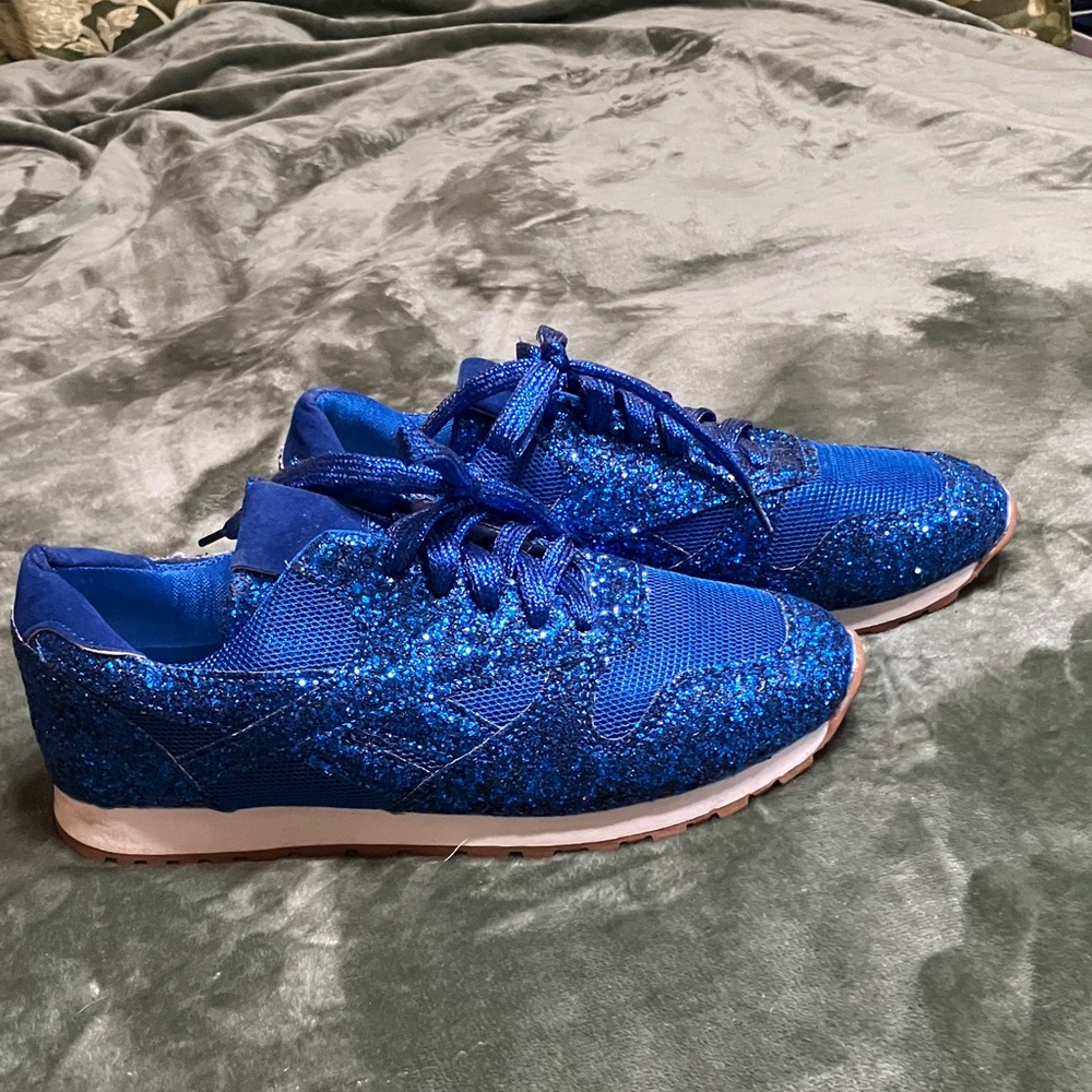 Women's Blue Glitter Athletic Sneakers